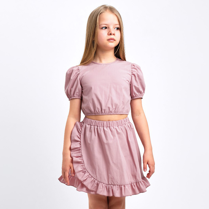 Комплект для девочки (топ, юбка) KAFTAN, размер 30 (98-104 см), цвет пудровый - фото 1907669757