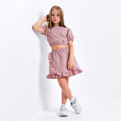 Комплект для девочки (топ, юбка) KAFTAN, размер 30 (98-104 см), пудровый