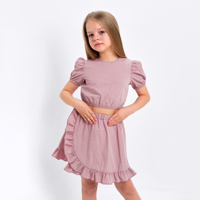 Комплект для девочки (топ, юбка) KAFTAN, размер 30 (98-104 см), цвет пудровый - фото 1907669761