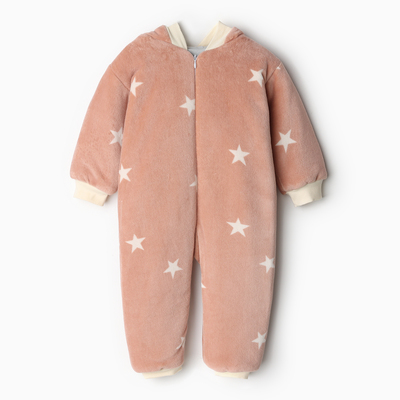 Комбинезон «Крошка Я» утепленный плюшевый, рост 62-68, бежевый