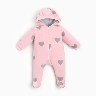 Комбинезон Крошка Я утепленный плюшевый, рост 62-68, розовый