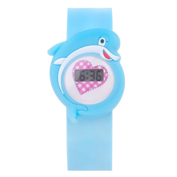 Часы наручные электронные «Дельфин», детские, ремешок силикон, l-21.5 см - Фото 1