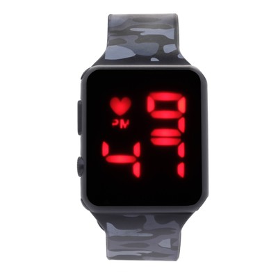 Часы наручные электронные, силиконовым ремешком, синий камуфляж