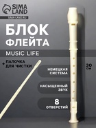 Блокфлейта Music Life, бежевая, немецкая система, сопрано, 30 см - Фото 1