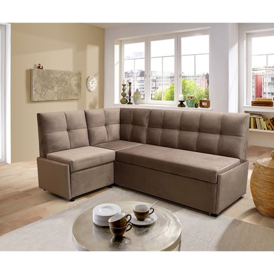 Кухонный диван угловой «Призма Клетка», со спальным местом, 2000×900×1220 мм, ткань велюр, цвет vivaldi светло - коричневый