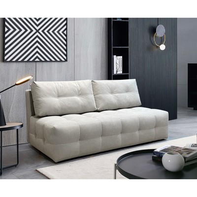 Диван прямой «ЛАЙН КЛЕТКА», спальное место 1600×2000 мм, обивка ткань велюр, цвет vivaldi светло - бежевый