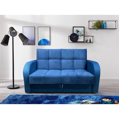 Диван прямой «РЭЙ КЛЕТКА», спальное место 1800×2000 мм, ткань велюр, цвет vivaldi синий