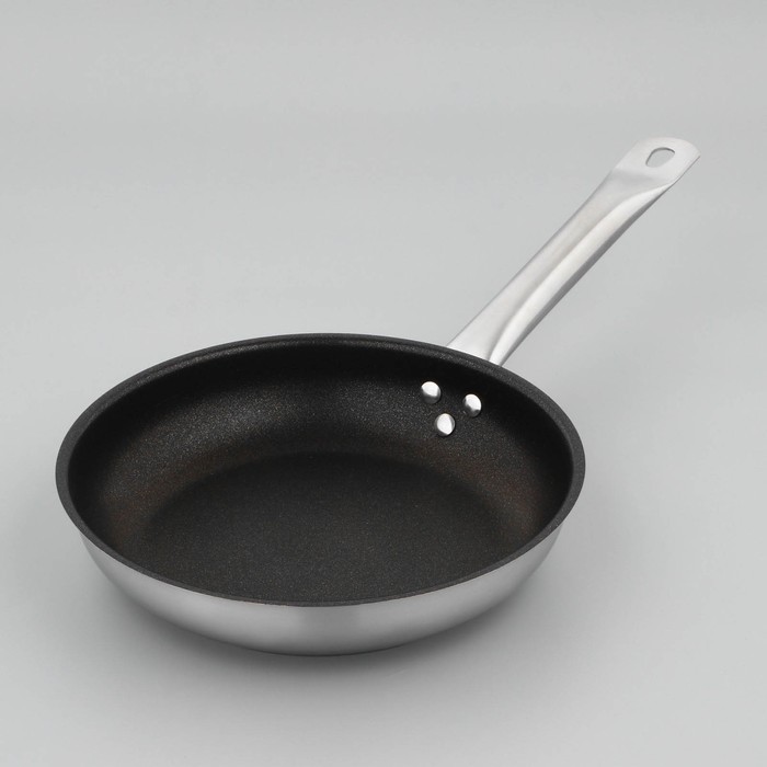 Сковорода, d=24 см, h=5 см, капсульное дно, антипригарное покрытие, индукция, нержавеющая сталь - Фото 1