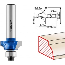 Фреза кромочная ЗУБР 28700-19, калевочная №1, R = 3.2 мм, 19 x 7 мм