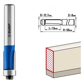 Фреза кромочная ЗУБР 28727-12.7-13, с нижним подшипником, хвостовик d = 8 мм, 12.7 x 13 мм