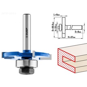 Фреза горизонтально-пазовая ЗУБР 28757-50.8-6, хвостовик d = 8 мм, 50.8 x 6 мм