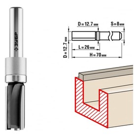 Фреза пазовая ЗУБР 28781-12.7-26, прямая, с подшипником, хвостовик d = 8 мм, 12.7 x 26 мм