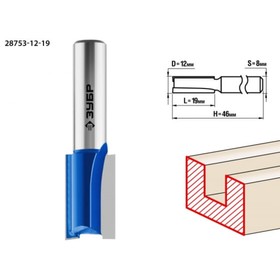 Фреза пазовая ЗУБР 28753-12-19, прямая, хвостовик d = 8 мм, 12 x 19 мм