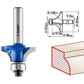 Фреза кромочная ЗУБР 28701-28.6, калевочная №1, R = 8 мм, 28.6 x 13 мм