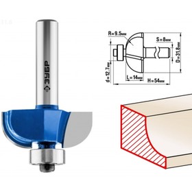 Фреза кромочная ЗУБР 28702-31.8, калевочная №2, R = 9.5 мм, 31.8 x 14 мм