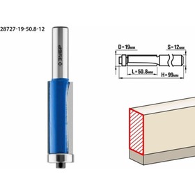 Фреза кромочная ЗУБР 28727-19-50.8-12, с нижним подшипником, хвостовик d = 12 мм, 19x50.8 мм   95752