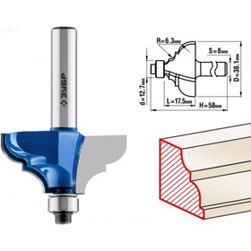 Фреза кромочная ЗУБР 28704-38.1, калевочная №3, R = 6.3 мм, 38.1 x 17.5 мм