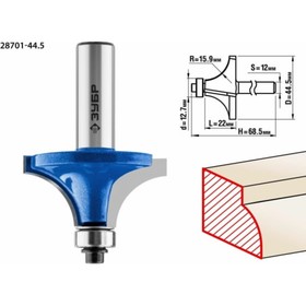 Фреза кромочная ЗУБР 28701-44.5, калевочная №1, R = 16 мм, 44.5 x 22 мм