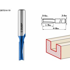 Фреза пазовая ЗУБР 28753-6-19, прямая, хвостовик d = 8 мм, 6 x 19 мм