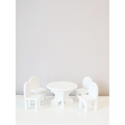 Мебель для куклы: стол и 4 стула - Фото 1