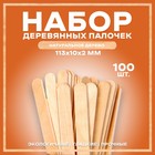 Набор деревянных палочек, 100 шт., 113 × 10 × 2 мм - фото 10349633
