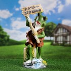 Садовая фигура из полистоуна «Лягушка с табличкой», 19×21×51 см - Фото 1