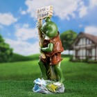 Садовая фигура из полистоуна «Лягушка с табличкой», 19×21×51 см - Фото 2