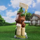Садовая фигура из полистоуна «Лягушка с табличкой», 19×21×51 см - Фото 4