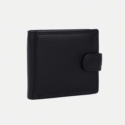 Портмоне на кнопке, отдел для купюр, для карт, для монет, зажим для купюр, цвет чёрный