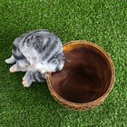 Фигурное кашпо "Котенок спящий" серый 23х18см - Фото 4