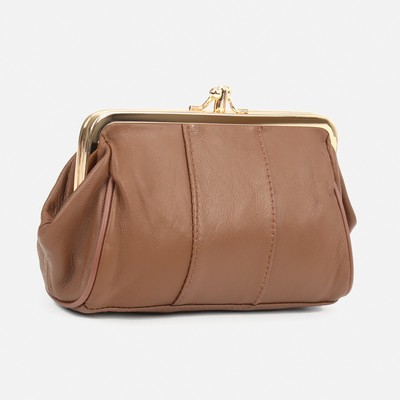 Косметичка на фермуаре, 3 отдела, наружный карман, цвет тёмно-бежевый