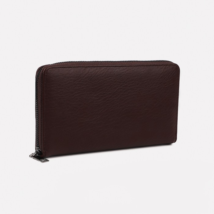 Клатч на молнии, с ручкой, цвет коричневый