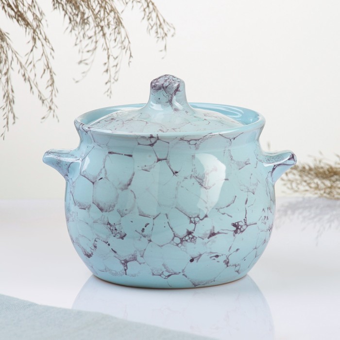 Горшочек для запекания Борисовская керамика «Романтика», 650 мл, 12.5×11.5 см, голубой - Фото 1