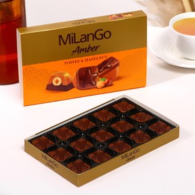 

Конфеты MILANGO с фундуком, карамелью,нугой и молочным шоколадом, 125 г
