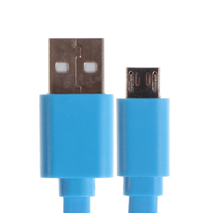 Кабель Maxvi MC-01F, microUSB - USB, 2 А, 1 м, PVC оплетка, плоский, синий - фото 51461203