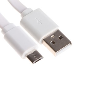 Кабель Maxvi MC-01F, microUSB - USB, 2 А, 1 м, PVC оплетка, плоский, белый 9549073