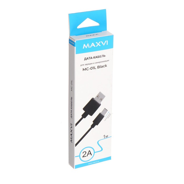 Кабель Maxvi MC-01L, microUSB - USB, 2 А, 1 м, удлиненный microUSB до 8.9 мм, PVC, черный - фото 51461221