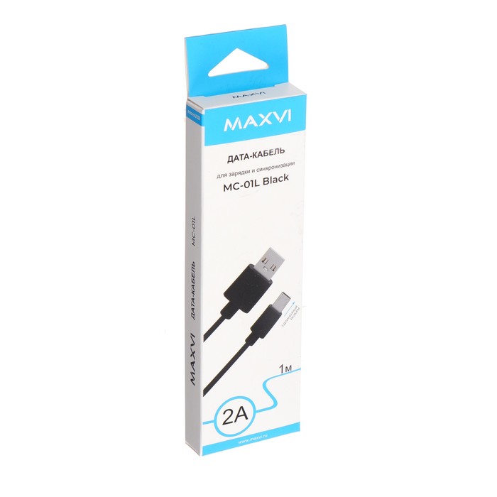 Кабель Maxvi MC-01L, microUSB - USB, 2 А, 1 м, удлиненный microUSB до 8.9 мм, PVC, черный - фото 51461222