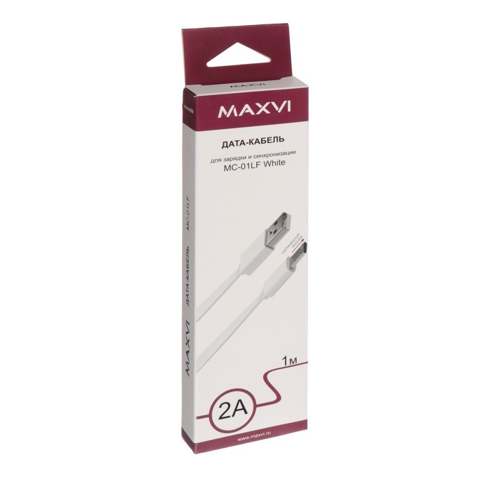 Кабель Maxvi MC-01L, microUSB - USB, 2 А, 1 м, удлиненный microUSB до 10 мм, PVC, белый - фото 51461236 Кабель Maxvi MC-01L, microUSB - USB, 2 А, 1 м, удлиненный microUSB до 10 мм, PVC, белый - фото 51461236
