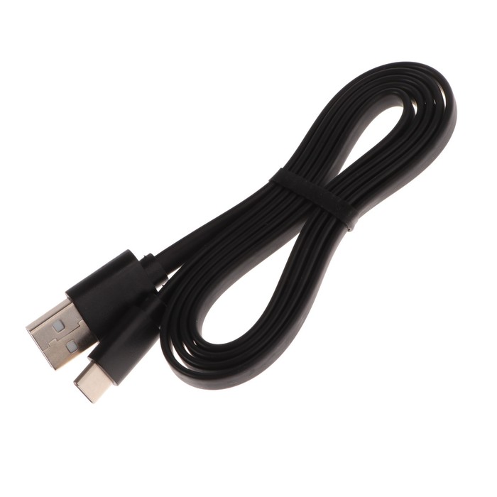 Кабель Maxvi MC-02F, Type-C - USB, 2 А, 1 м, PVC оплетка, плоский, черный - фото 51461250