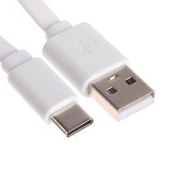 Кабель Maxvi MC-02F, Type-C - USB, 2 А, 1 м, PVC оплетка, плоский, белый 9549085