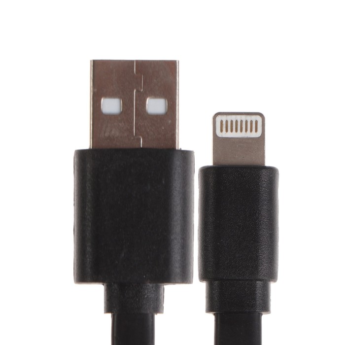 Кабель Maxvi MC-03F, Lightning - USB, 2 А, 1 м, PVC, плоский, черный - фото 51461289