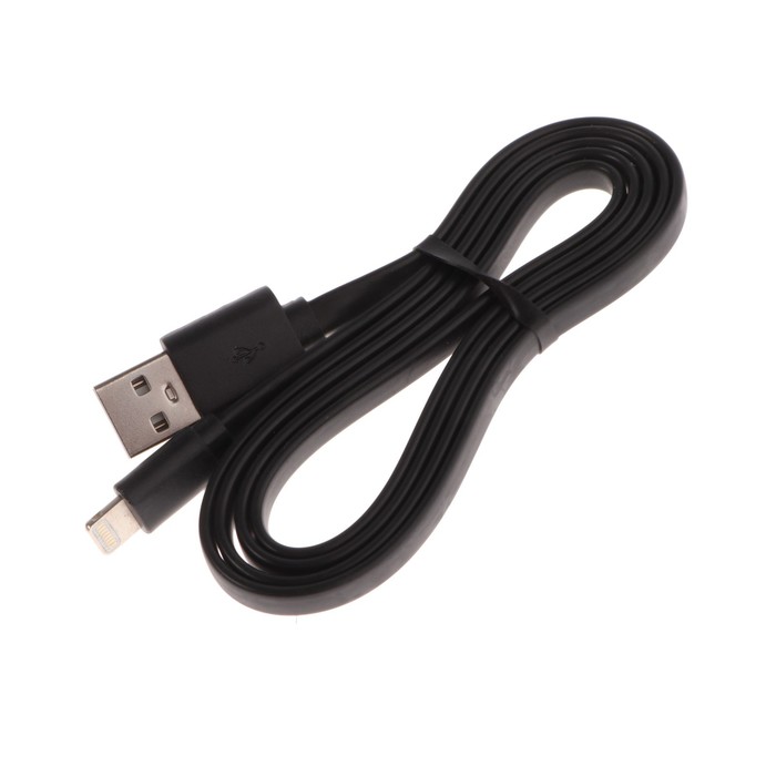 Кабель Maxvi MC-03F, Lightning - USB, 2 А, 1 м, PVC, плоский, черный - фото 51461290