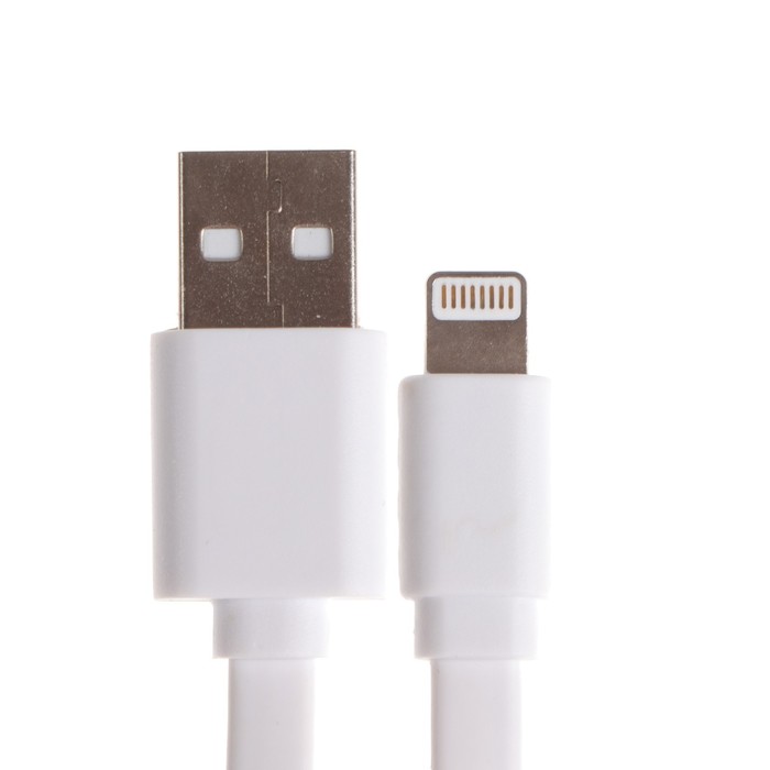 Кабель Maxvi MC-03F, Lightning - USB, 2 А, 1 м, PVC оплетка, плоский, белый - фото 51461304