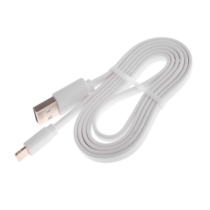 Кабель Maxvi MC-03F, Lightning - USB, 2 А, 1 м, PVC оплетка, плоский, белый - фото 51461305