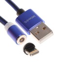 Кабель Maxvi MCm-01L, Lightning - USB, 2 А, 1 м, магнитный, нейлон, подсветка, синий - фото 2431799