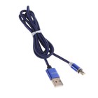 Кабель Maxvi MCm-01L, Lightning - USB, 2 А, 1 м, магнитный, нейлон, подсветка, синий - Фото 3