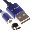 Кабель Maxvi MCm-01M, microUSB - USB, 2 А, 1 м, магнитный, нейлон, подсветка, синий - фото 319346916