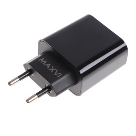 Сетевое зарядное устройство Maxvi CHL-242, 2 USB, 2.4 А, защита от замыкания, черное