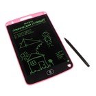 Графический планшет для рисования и заметок LCD Maxvi MGT-01, 8.5”,угол 160°,CR2016, розовый - фото 9275726